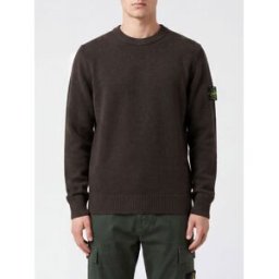 Stone Island Maglia girocollo in lana vergine con patch logo Compass Grigio Taglia S