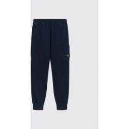 Stone Island Pantaloni cargo da bambino in cotone con patch logo Compass Blue Taglia 4