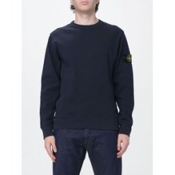 Stone Island Felpa girocollo in cotone con patch logo Compass Blue Navy Taglia L