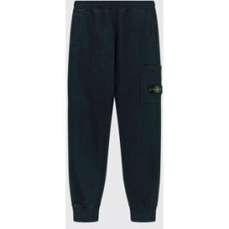 Stone Island Pantaloni cargo da bambino in cotone con patch logo Compass Nero Taglia 12