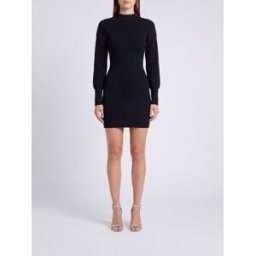 Anine Bing Mini abito a tubino in maglia a coste con maniche lunghe Nero Taglia M