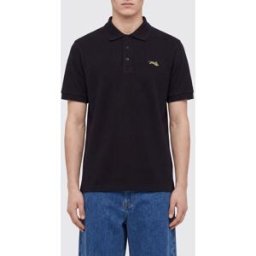 Kenzo Polo in cotone a maniche corte con patch logo Nero Taglia XL