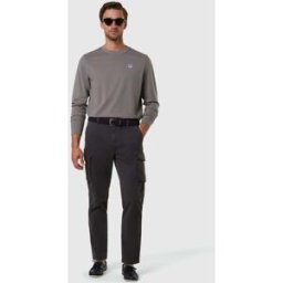 North Sails T-shirt a maniche lunghe con patch con logo Charcoal gray S