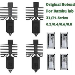 Sirol Kit Hotend Originale Serie X1/P1 con Ugello in Acciaio Temperato 0.2/0.4/0.6/0.8mm per Stampanti 3D Bambu Lab X1C X1 P1P P1S
