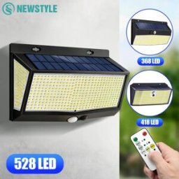 newstyle 1/4 Pezzi Luci Solari con Sensore di Movimento per Esterni, Faretto Solare 528/418 LED Impermeabile per Giardino, Cortile, Patio, Illuminazione di Sicurezza a Parete
