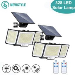 newstyle 238/328 Lampada solare a LED Lampada da parete per esterni 348 IP65 Faretti impermeabili Lampada Sensore di movimento Solare 3 modalità Lampione stradale Decorazioni da giardino
