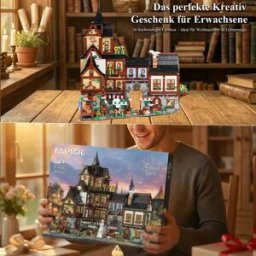barweer Set di Costruzioni Modulari Città Medievale - 3857 Pezzi, Kit Modello di Mattoni per Costruzioni Europee a Mezza Trave, Intricato Kit Fai-da-te con Dettagli di Archi e Mercato Stradale, Giocattoli per