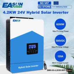 EASUN POWER EASUN Inverter solare ibrido 4.2KW Off Grid Onda sinusoidale pura MPPT inverter 24V 220V 100A Caricatore solare per fotovoltaico PV 500VDC