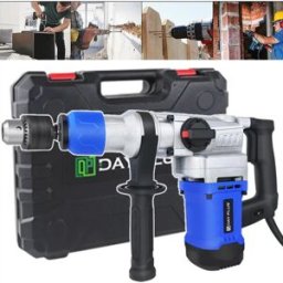 NONE Martello Demolitore Elettrico, Kit Trapano per Calcestruzzo, 360 ° Maniglia Girevole, 6 Velocità Variabili, con Grasso, Scalpello, Punte da Trapano