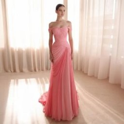 Sharon Said Abito da sera elegante rosa con spalle scoperte, in chiffon arricciato, linea ad A con strascico, abito formale da donna per matrimonio SF424 personalizzabile
