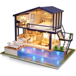 zuuton Mini kit di costruzione per casa delle bambole in legno fai-da-te Modello di custodia per casa delle bambole fatta a mano Assemblaggio di puzzle 3D con mobili Giocattoli per regali di Natale