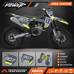POWERZONE Moto Grafica Decalcomanie Kit Adesivo per Husqvarna TE FE 150 200 250 300 350 400 450 2017 2018 2019 TC FC 16-18 121