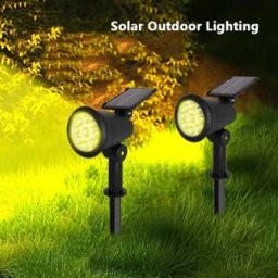 Heinast Faretti solari a 9 LED Faretti impermeabili per esterni Illuminazione da cortile Luci da prato montate a terra con luminosità regolabile