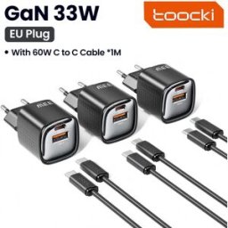 toocki Caricatore USB GaN 33W Ricarica Rapida PD Mini PPS Tipo C per iPhone 17 16 15 iPad Xiaomi Huawei Galaxy Samsung