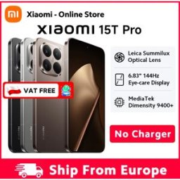 Xiaomi Versione Globale 15T Pro 5G Smartphone con CPU MTK Dimensity 9400+, HyperCharge 90W, Display AMOLED da 6,83" 144Hz, Fotocamera Leica da 50MP, 12GB RAM, 256GB / 512GB ROM, Senza Caricabatterie