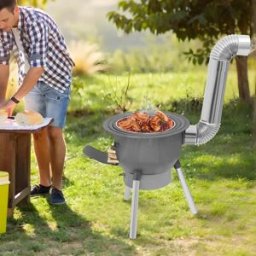 Bymaocar Stufa a Legna con Piastra in Acciaio Stampata Integrata 800 ℃ Stufa a Legna Moderna Autoportante Resistente al Calore, Capacità 100kg, Colore Grigio Argento