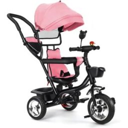 NONE Triciclo, trasformabile, triciclo per bambini, passeggino, bambino 5 anni, 9 mesi, pieghevole, accessori pratici, Verde/rosa/nero/rosso/blu/grigio