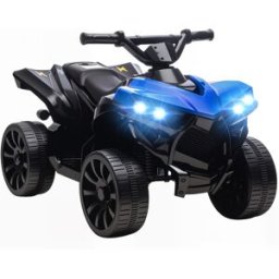Aiyaplay Quad Elettrico per Bambini ATV con Batteria Ricaricabile 6V, Fari LED e Musica, Età 3-8 Anni, Blu Aosom Italy