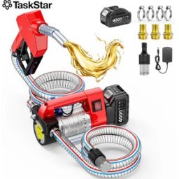taskstar Kit di Trasferimento Carburante Elettrico Senza Fili per Diesel e Cherosene con 2 Tubi da 2x6.6FT, Pompa di Trasferimento Carburante 12GPM per Batteria Makita 18V