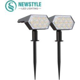 newstyle Luci Solari da Esterno con 108 LED, Faretti Solari, Illuminazione per Paesaggio, 92 LED Regolabili, Decorazione da Giardino, Lampada Bianca Calda IP65