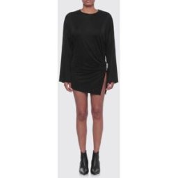 The Attico Abito mini a tubino in viscosa con drappeggio e spacco laterale Nero Taglia 40