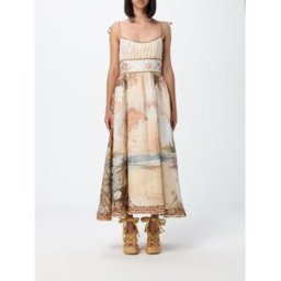 Zimmermann Abito midi Mahon in lino con stampa grafica e spalle scoperte Fantasia Taglia 1