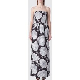 Patou Abito lungo da sera a bustier in viscosa a stampa floreale Verde Taglia 34