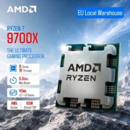 AMD Processore Ryzen 7 9700X 5.5GHz 8-Core 16-Thread, Cache L3 32 MB, DDR5, Socket AM5, Nuovo R7 9700X CPU per Gaming Desktop Senza Ventola