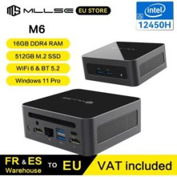 MLLSE Mini PC M6 con CPU Intel Core i5-12450H, 16 GB di RAM, SSD da 512 GB, WiFi 6, BT 5.2, mini computer desktop con Windows 11 Pro