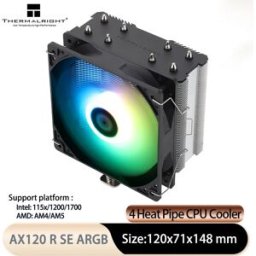 Thermalright Assassin X 120 Raffinato SE ARGB 4x6mm Heat Pipe Tower CPU Radiatore raffreddato ad aria, Ventola PWM da 120 mm, Supporto LGA1700/AM5
