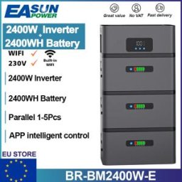 EASUN POWER Inverter Domestico 2.4KW, Sistema di Accumulo Energetico Intelligente per Balcone con Batteria da 2.4KWH, Supporto Connessione alla Rete, WIFI