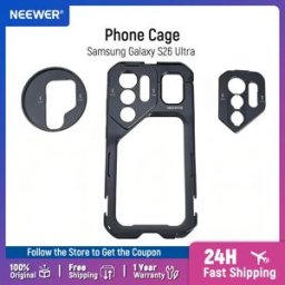 NEEWER S26 Ultra Phone Cage, Stabilizzatore per Video Mobile, Kit Vlog con 3x Backplate per Filtro da 67mm, Obiettivo per Telefono da 17mm, Obiettivo con Attacco T