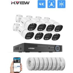 H.VIEW Sistema di Telecamere di Sicurezza CCTV 4K 5Mp 8Mp Poe, Kit di Videosorveglianza Domestica, NVR 8 Canali con Audio, Telecamera IP da Esterno, App XMEYE
