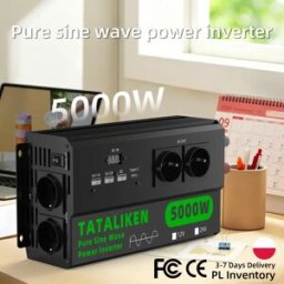 TATALIKEN Inverter a Onda Sinusoidale Pura 5000W-6000W da DC 12V a AC 220V 50Hz, 4 Prese EU, Display Digitale e Ventola di Raffreddamento per Auto