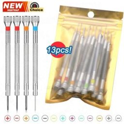 NONE Set di Cacciaviti di Precisione 5-13 Pezzi 0.6-2mm in Acciaio ad Alta Durezza, Kit di Riparazione per Orologi, Occhiali, Gioielli, Strumento per Orologiai
