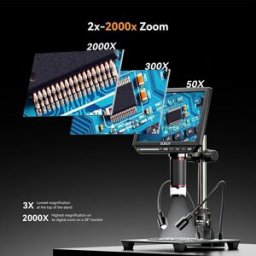 Elikliv Microscopio Digitale HDMI 4K EM4K per Elettronica, Microscopio per Saldatura 8" 2000X per Ispezione e Riparazione PCB con Supporto da 10