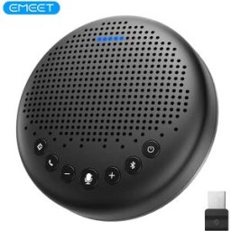 EMEET Altoparlante per conferenze wireless con 3 microfoni con cancellazione del rumore 360 ° Vivavoce Bluetooth portatile con acquisizione vocale per riunioni
