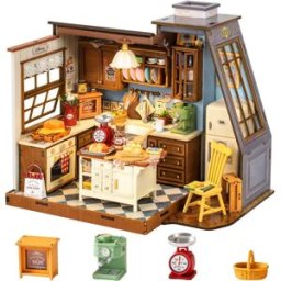 Robotime Rolife Kit casa in miniatura fai-da-te Kit modello Casa delle bambole Cottura Cucina Puzzle 3D Mini Kit di costruzione di case Kit artigianale per adolescenti Adulti