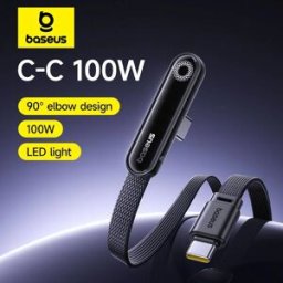 BASEUS Cavo USB C ad Angolo MVP3 100W per iPhone 17 16 15 Pro Max, Cavo LED Tipo C per Macbook Pro, Cavo di Ricarica Rapida per Xiaomi