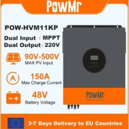 PowMr Inverter solare ibrido 11KW 48V 220V On/Off Grid con caricatore MPPT 150A, funzionante senza batteria, collegabile in parallelo fino a 9 unità.