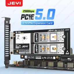 JEYI Supporto RAID PCIe 5.0 a doppio adattatore NVMe M.2 (256 Gbps) -La scheda supporta slot X8/X16 per SSD 2280/2260/2242/2230