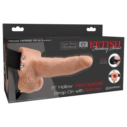 Pipedream - Fetish Strap-On 6 - cintura con fallo cavo a vibrazione indossabile (color carne)