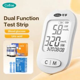 Cofoe Monitor 2-in-1 per Glucosio e Acido Urico, Kit di Strisce Reattive per Test Glicemico, Dispositivo Domestico a Batteria per Misurare il Livello di Zucchero nel Sangue