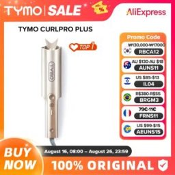 TYMO CURLPRO PLUS Ferro Arricciacapelli Automatico Rotante in Ceramica, Anti-Scottature, Anti-Groviglio, 32MM, 600W, Doppio Voltaggio, per Donne
