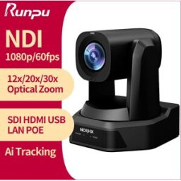 Runpu Telecamera PTZ per Conferenze NDI 1080P/60fps con Zoom 12/20/30x, Tracciamento Automatico AI, Uscite SDI HDMI USB, Supporto POE