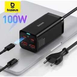 BASEUS 100W 65W GaN Caricatore Desktop Laptop Caricatore rapido Adattatore 4 in 1 per iPhone 17 16 15 14 13 Pro Max Caricatore del telefono Samsung