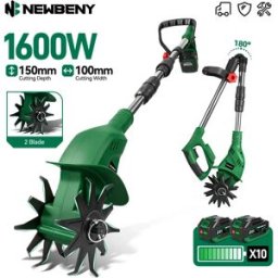 Yofidra NEWBENY 150MM 1600W Motozappa Elettrica Rotante, Attrezzo Portatile per Taglio Erba e Lavorazione del Terreno, Compatibile con Batteria Makita