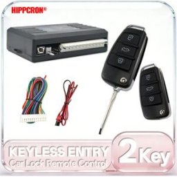 hippcron Sistema di Chiusura Centralizzata per Auto 12V con Telecomando, Kit Allarme Auto 433Mhz con 2 Telecomandi