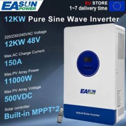 EASUN POWER Inverter Solare Ibrido 2KW 4KW 6.2KW 11KW 12V 24V 48V 230V Onda Pura con Regolatore Solare MPPT e WIFI per Sistemi Off-Grid