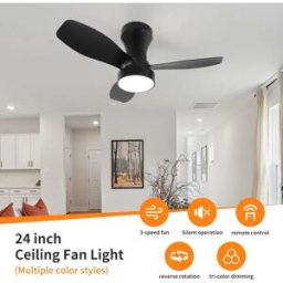 ludengchaoshi Piccolo ventilatore da soffitto moderno a LED, motore CC, lampada a sospensione con regolazione remota per soggiorno, camera da letto, sala da pranzo, ventilatore elettrico